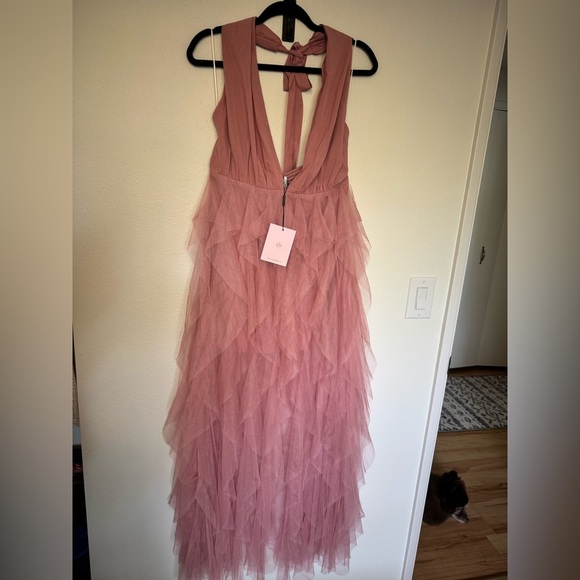 NEW Hello Molly Into the Middle Tulle Halter Dress Pink Size L US 8 Tiered NWT - Picture 4 of 9